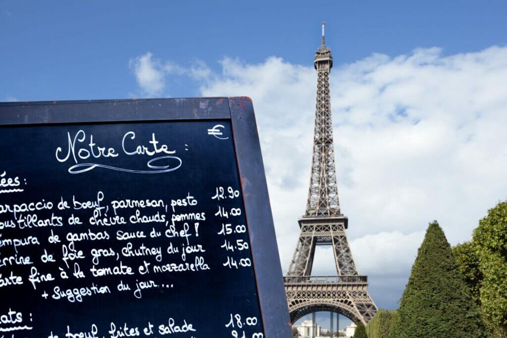 french restaurant menu paris